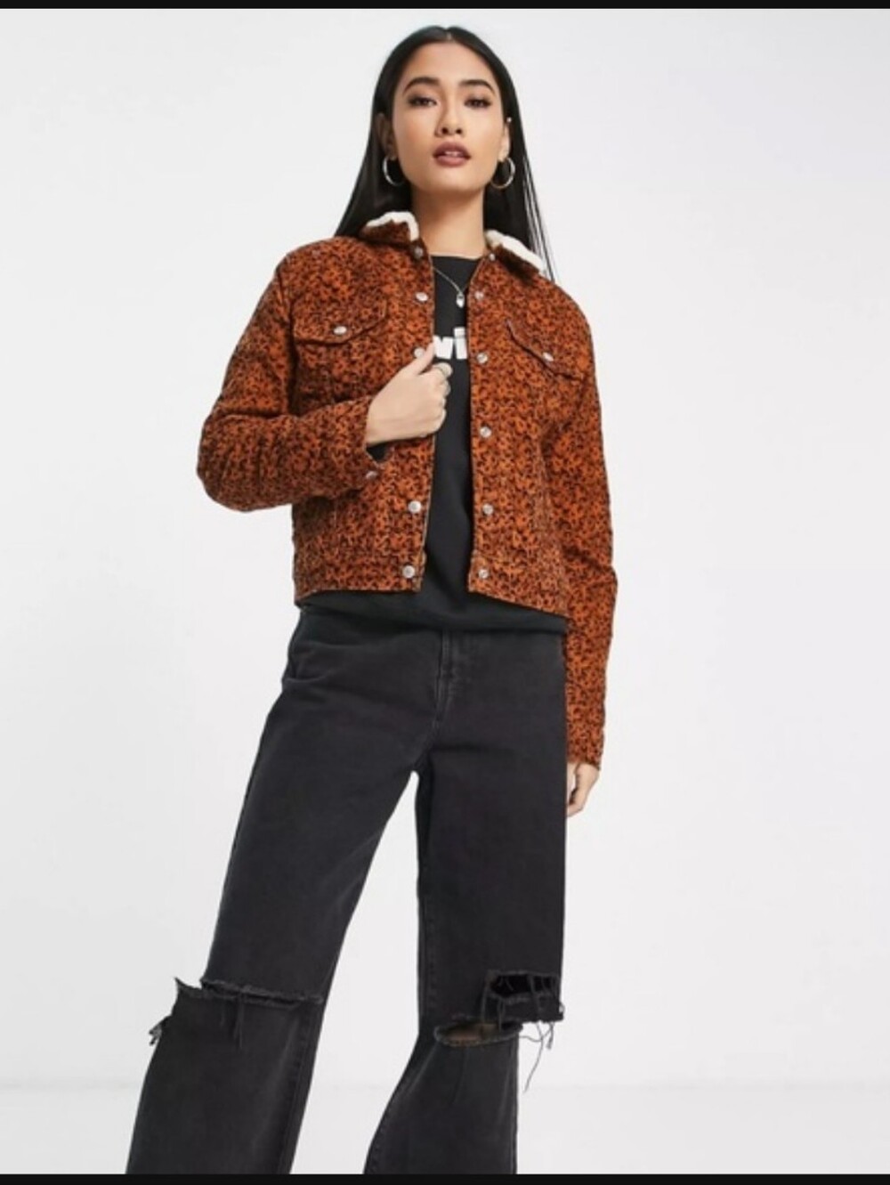 Levi's Original Sherpa Trucker Jacket in Leopard Print Size XS - Picture 6 of 6